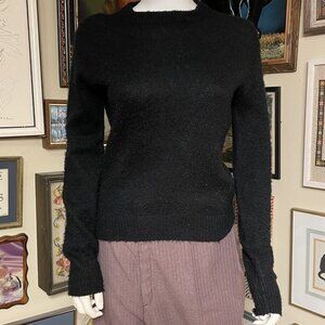 50s Vintage Penneys Black 100% Orion Long Sleeve Crewneck Knit Sweater Size M